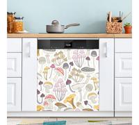 Ttgoth Couvercle magnétique décoratif en forme de champignon coloré pour lave-vaisselle, porte d'entrée, autocollant magnétique découpable pour décoration d'appareils de cuisine, 58,4 x 66 cm