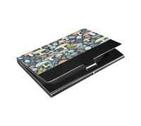 Ttgoth Étui pour cartes de visite champignon pour hommes et femmes, cuir PU et acier inoxydable, étui pour cartes de nom, sac, portefeuille, porte-carte d'identité pour les voyages et le travail, a,