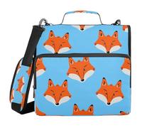 Ttgoth Fox Classeur à fermeture éclair avec bandoulière 3,8 cm 3 anneaux multiples poches extensibles pour ordinateur portable 13" Fournitures scolaires et de bureau