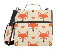 Ttgoth Fox Classeur à fermeture éclair avec bandoulière 3,8 cm 3 anneaux multiples poches extensibles pour ordinateur portable 13" Fournitures scolaires et de bureau