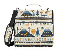 Ttgoth Fox Tree Classeur à fermeture éclair avec bandoulière 3,8 cm 3 anneaux Plusieurs poches extensibles Organiseur pour ordinateur portable 13" Fournitures scolaires et de bureau