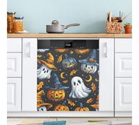 Ttgoth Halloween Boo Aimant de lave-vaisselle décoratif magnétique pour porte d'entrée, autocollant magnétique découpable pour décoration d'appareils de cuisine 58,42 x 66,04 cm