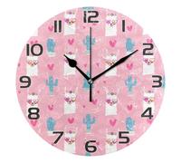 Ttgoth Horloge murale lama silencieuse sans tic-tac, horloge murale ronde décorative moderne à piles pour la maison, la cuisine, le salon, le bureau, 25 x 25 cm