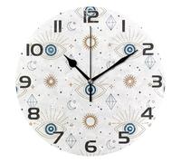 Ttgoth Horloge murale magique contre le mauvais œil, silencieuse, sans tic-tac, horloge murale ronde décorative moderne à piles pour la maison, la cuisine, le salon, le bureau, 25 x 25 cm