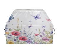 Ttgoth Housse de barbecue à fleurs et papillons pour l'extérieur - Résistante à l'eau et aux déchirures - Résistante à la décoloration et aux UV - Avec sangles réglables - Pour la plupart des