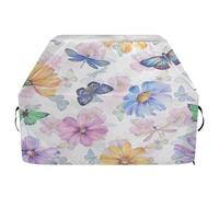 Ttgoth Housse de barbecue à fleurs et papillons pour l'extérieur - Résistante à l'eau et aux déchirures - Résistante à la décoloration et aux UV - Avec sangles réglables - Pour la plupart des