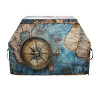 Ttgoth Housse de barbecue vintage avec cartes du monde pour l'extérieur - Résistante à l'eau et aux déchirures - Résistante à la décoloration et aux UV - Avec sangles réglables - Pour la plupart des