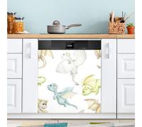 Ttgoth Housse magnétique décorative pour lave-vaisselle Motif dragon mignon dessin animé 58,4 x 66 cm
