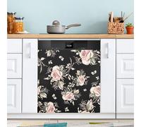 Ttgoth Housse magnétique décorative pour lave-vaisselle Motif fleurs vintage 58,4 x 66 cm