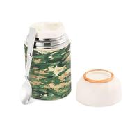 Ttgoth Hunter Bocal alimentaire isotherme vert camouflage 500 ml Bouteille alimentaire à large ouverture double paroi en acier inoxydable Bouteille à soupe avec cuillère