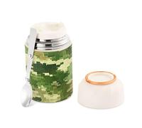Ttgoth Hunter Bocal alimentaire isotherme vert camouflage 500 ml Bouteille alimentaire à large ouverture double paroi en acier inoxydable Bouteille à soupe avec cuillère