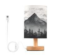 Ttgoth Lampe de chevet de montagne pour chambre à coucher, petite lampe de chevet USB, lampe de bureau LED avec abat-jour en tissu pour salon, dortoir, maison, bureau