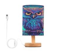 Ttgoth Lampe de chevet néon en forme de chouette pour chambre à coucher, petite lampe de chevet LED avec ports USB et abat-jour en tissu pour salon, dortoir, maison, bureau