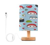 Ttgoth Lampe de chevet Sushi pour chambre à coucher, lampe de chevet LED, lampe de lecture avec ports USB et abat-jour en tissu pour salon, dortoir, bureau à domicile