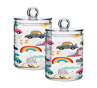Ttgoth Lot de 2 boîtes distributrices en acrylique pour salle de bain - Dinosaures - Pour cotons, bourgeons, cotons-tiges, boules