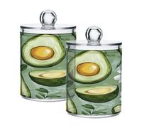 Ttgoth Lot de 2 pots à avocat Qtip en acrylique pour salle de bain, boîtes d'apothicaire, organisateur de maquillage pour coton, bourgeons, cotons-tiges, boules