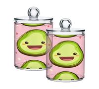 Ttgoth Lot de 2 pots à avocat Qtip en acrylique pour salle de bain, boîtes d'apothicaire, organisateur de maquillage pour coton, bourgeons, cotons-tiges, boules