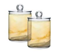 Ttgoth Lot de 2 pots de salle de bain en acrylique avec fond marbré abstrait pour coton, bourgeons, cotons-tiges, boules