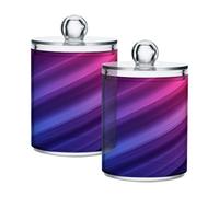 Ttgoth Lot de 2 pots distributeurs de maquillage en acrylique pour salle de bain, cotons-tiges, boules - Violet et bleu dégradé