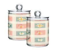 Ttgoth Lot de 2 pots distributeurs en acrylique pour salle de bain Motif pétales Patchwork Pour cotons, bourgeons, cotons-tiges, boules