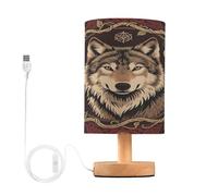 Ttgoth Loup Lampe de chevet pour chambre à coucher, lampe de chevet LED, lampe de lecture avec ports USB et abat-jour en tissu pour salon, dortoir, bureau à domicile