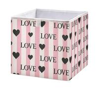 Ttgoth Love and Hearts Cubes de rangement pliables en tissu pour chambre à coucher, chambre d'enfant, maison 28 x 28 cm