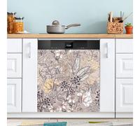 Ttgoth Magnétique vintage papillon fleur lave-vaisselle couvercle magnétique décoratif couvercle porte d'entrée panneau autocollant pour cuisine électroménager décoration 58,4 x 66 cm