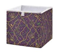 Ttgoth Mardi Gras Cube de rangement pliable en tissu pour chambre à coucher, chambre d'enfant et maison Motif couronne de carnaval 28 x 28 cm