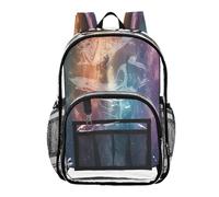Ttgoth Milky Way Sac à dos transparent robuste approuvé par les stades avec plusieurs poches pour l'école, la sécurité, le travail et les voyages