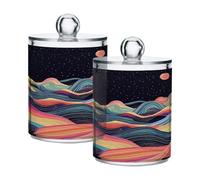 Ttgoth Mountain Sun Qtip Lot de 2 boîtes distributrices en acrylique pour salle de bain et maquillage pour cotons, bourgeons, cotons-tiges, boules