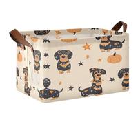 Ttgoth Panier de rangement pour chiens d'Halloween avec poignées - 43 x 29 x 25,5 cm - Panier à linge pliable - Boîte à jouets pour chambre d'enfant, chambre à coucher, bureau