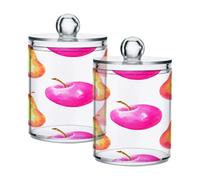 Ttgoth Pears Qtip Lot de 2 pots distributeurs de maquillage en acrylique pour cotons, bourgeons, cotons-tiges, boules