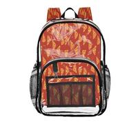 Ttgoth Pizzas Sac à dos transparent robuste approuvé par les stades Sac à dos transparent avec plusieurs poches pour l'école, la sécurité, le travail et les voyages