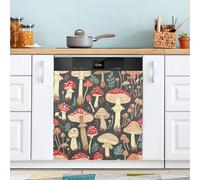 Ttgoth Plaque magnétique décorative pour lave-vaisselle Motif champignons vintage 58,4 x 66 cm