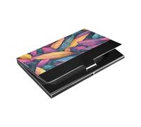 Ttgoth Porte-cartes de visite avec feuilles colorées pour homme et femme en cuir synthétique et acier inoxydable pour les voyages et le travail, a, 9.3x5.8x1 cm, Moderne