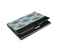 Ttgoth Porte-cartes de visite en cuir synthétique et acier inoxydable avec motif feuilles de palmier pour homme et femme, pour voyage et travail, a, 9.3x5.8x1 cm, Moderne