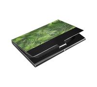 Ttgoth Porte-cartes de visite en cuir synthétique et acier inoxydable avec motif feuilles de palmier pour homme et femme, pour voyage et travail, a, 9.3x5.8x1 cm, Moderne