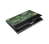 Ttgoth Porte-cartes de visite en cuir synthétique et acier inoxydable avec motif feuilles de palmier pour homme et femme, pour voyage et travail, a, 9.3x5.8x1 cm, Moderne