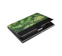 Ttgoth Porte-cartes de visite en cuir synthétique et acier inoxydable avec motif feuilles de palmier pour homme et femme, pour voyage et travail, a, 9.3x5.8x1 cm, Moderne