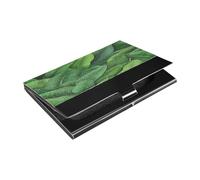 Ttgoth Porte-cartes de visite en cuir synthétique et acier inoxydable avec motif feuilles de palmier pour homme et femme, pour voyage et travail, a, 9.3x5.8x1 cm, Moderne