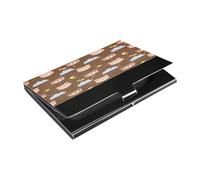 Ttgoth Porte-cartes de visite en cuir synthétique et acier inoxydable avec visages d'ours mignons pour homme et femme pour voyage et travail, a, 9.3x5.8x1 cm, Moderne