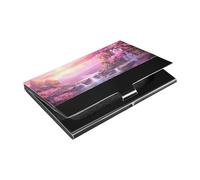 Ttgoth Porte-cartes de visite rempli de cascade pour homme et femme en cuir synthétique et acier inoxydable pour cartes de visite, étui portefeuille pour voyage et travail, a, 9.3x5.8x1 cm, Moderne
