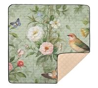 Ttgoth Pretty Bird Tapis de jeu pour bébé au sol 127 x 127 cm, doux, pliable, imperméable, antidérapant, pour nourrissons, bébés et tout-petits