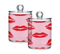 Ttgoth Qtip Lot de 2 pots à lèvres rouges en acrylique pour salle de bain