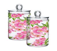 Ttgoth Qtip Lot de 2 pots de fleurs en acrylique pour salle de bain, boîtes d'apothicaire, organisateur de maquillage pour coton, bourgeons, cotons-tiges, boules