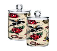 Ttgoth Qtip Lot de 2 pots de maquillage traditionnels en acrylique pour tampons de coton, bourgeons, cotons-tiges, boules