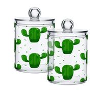 Ttgoth Qtip Lot de 2 pots de rangement en acrylique pour salle de bain Motif cactus Vert