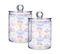 Ttgoth Qtip Lot de 2 pots en acrylique pour crème glacée et maquillage pour cotons, bourgeons, cotons-tiges, boules