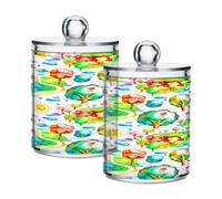 Ttgoth Qtip Lot de 2 pots en acrylique pour salle de bain Motif arbres colorés