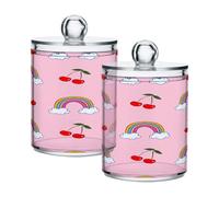Ttgoth Qtip Lot de 2 pots en acrylique pour salle de bain Motif cerises rouges
